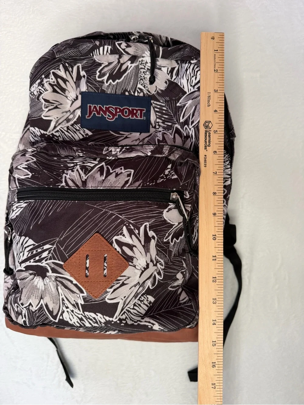 JANSPORT Backpack City View Laptop Backpack -- Tonal‎ Palms Black/White/Brown